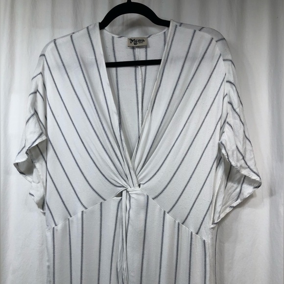 Show Me Your Mumu Get Twisted Maxi Dress White Blue Stripes Small Coastal Boho - Picture 4 of 16